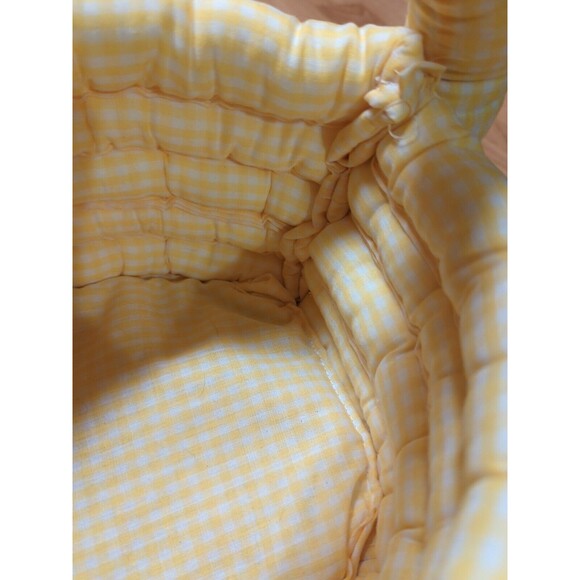 Easter Basket Hand Made Fabric Yellow White Gingham Vintage Soft Plush Handle - Picture 8 of 8